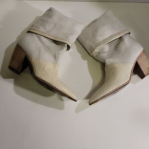 Walter Steiger White Pointed toe Block Heel Boots Size35